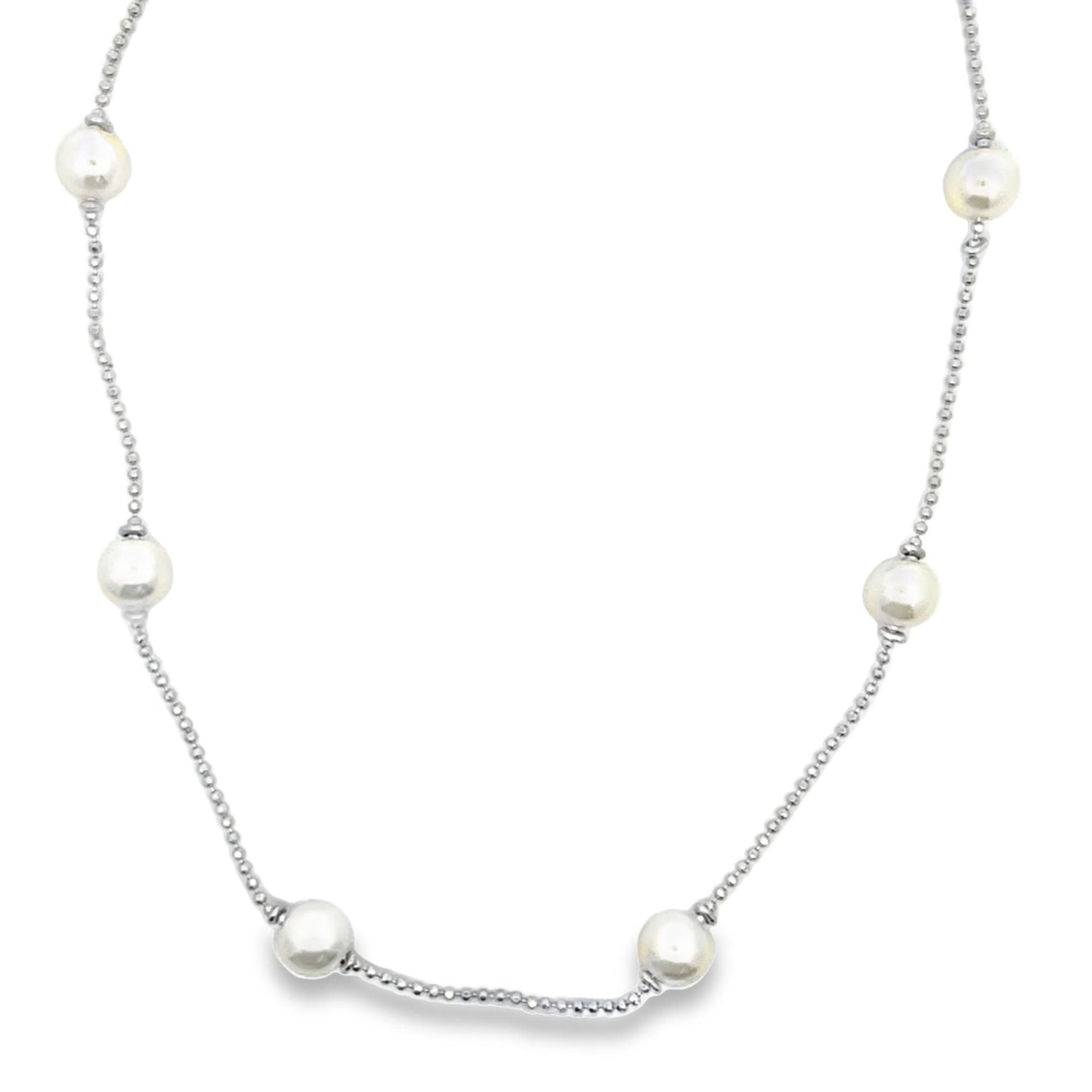 Ball Chain With 8mm Synthetic Pearls Necklace (F250)