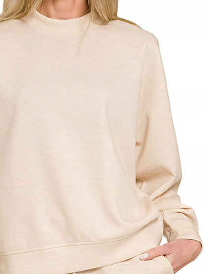 Zenana Scuba Long Sleeve Sweatshirt and Shorts Set