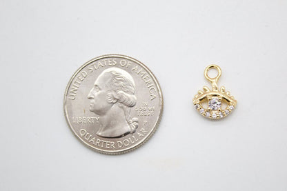 Tiny Dainty Gold Evil Eye Pendant Charm