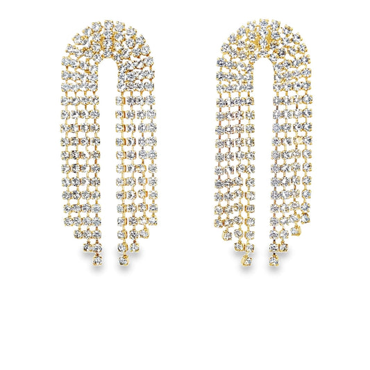 CZ Pave Chandelier Fringe Earrings (L100A)