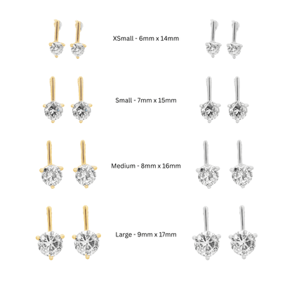 Round Cubic Zirconia Drop Stud Earrings (K359A/L162A/K118A/K242A)