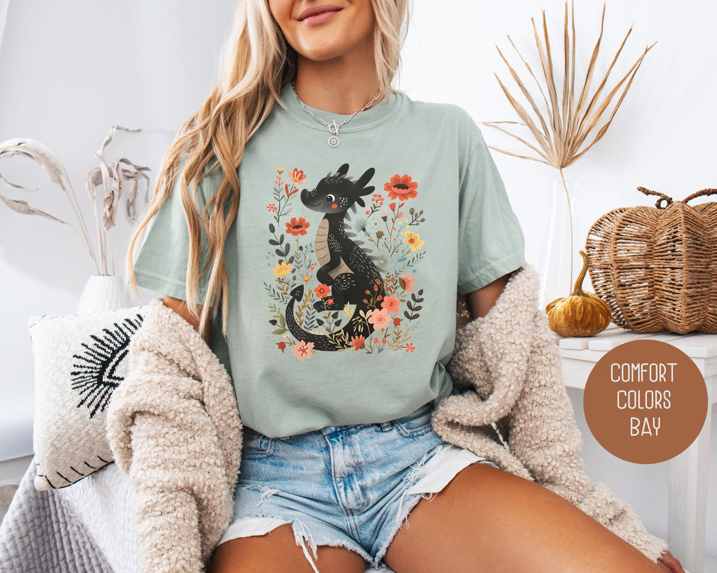 Floral Dragon Comfort Colors Shirt