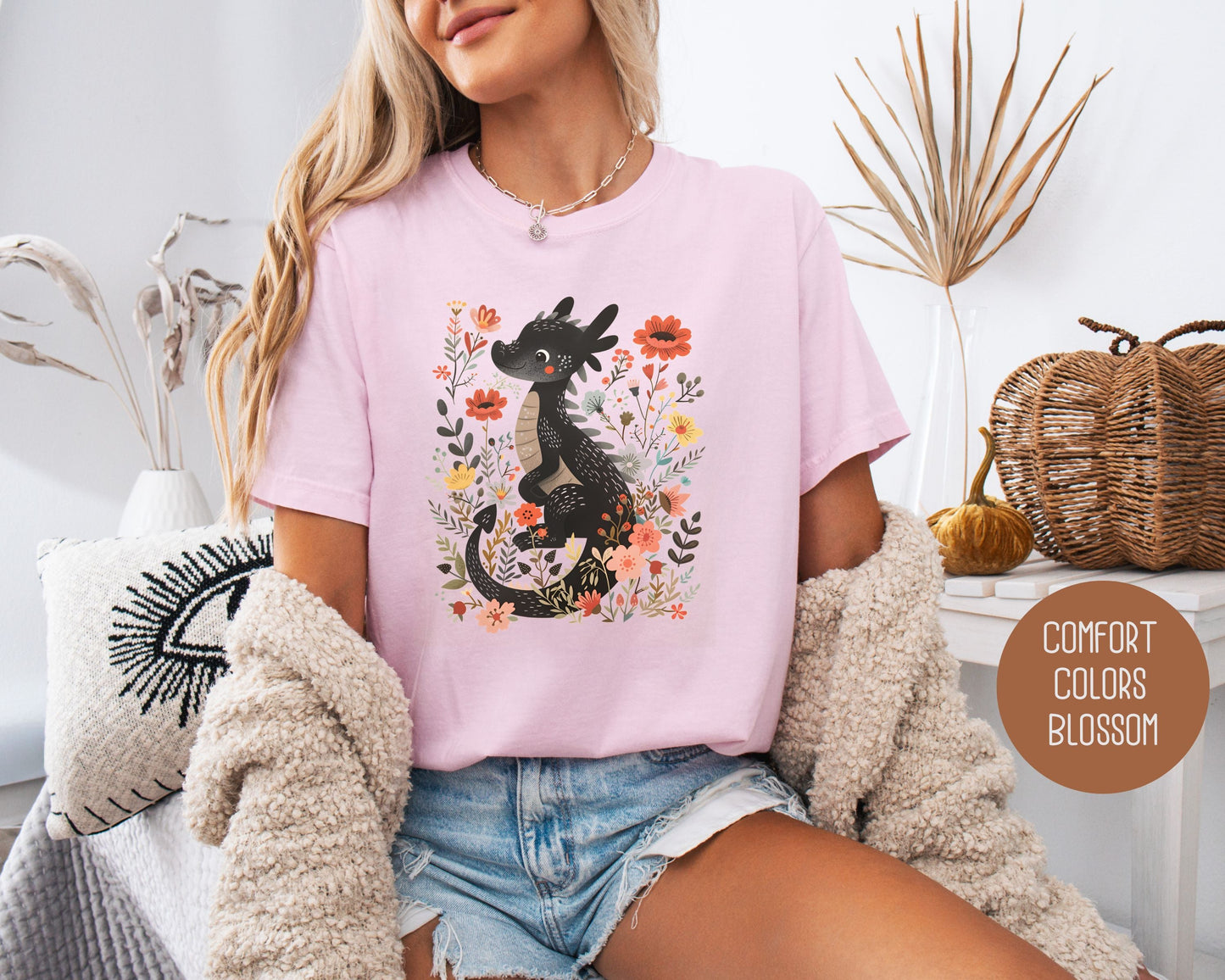 Floral Dragon Comfort Colors Shirt