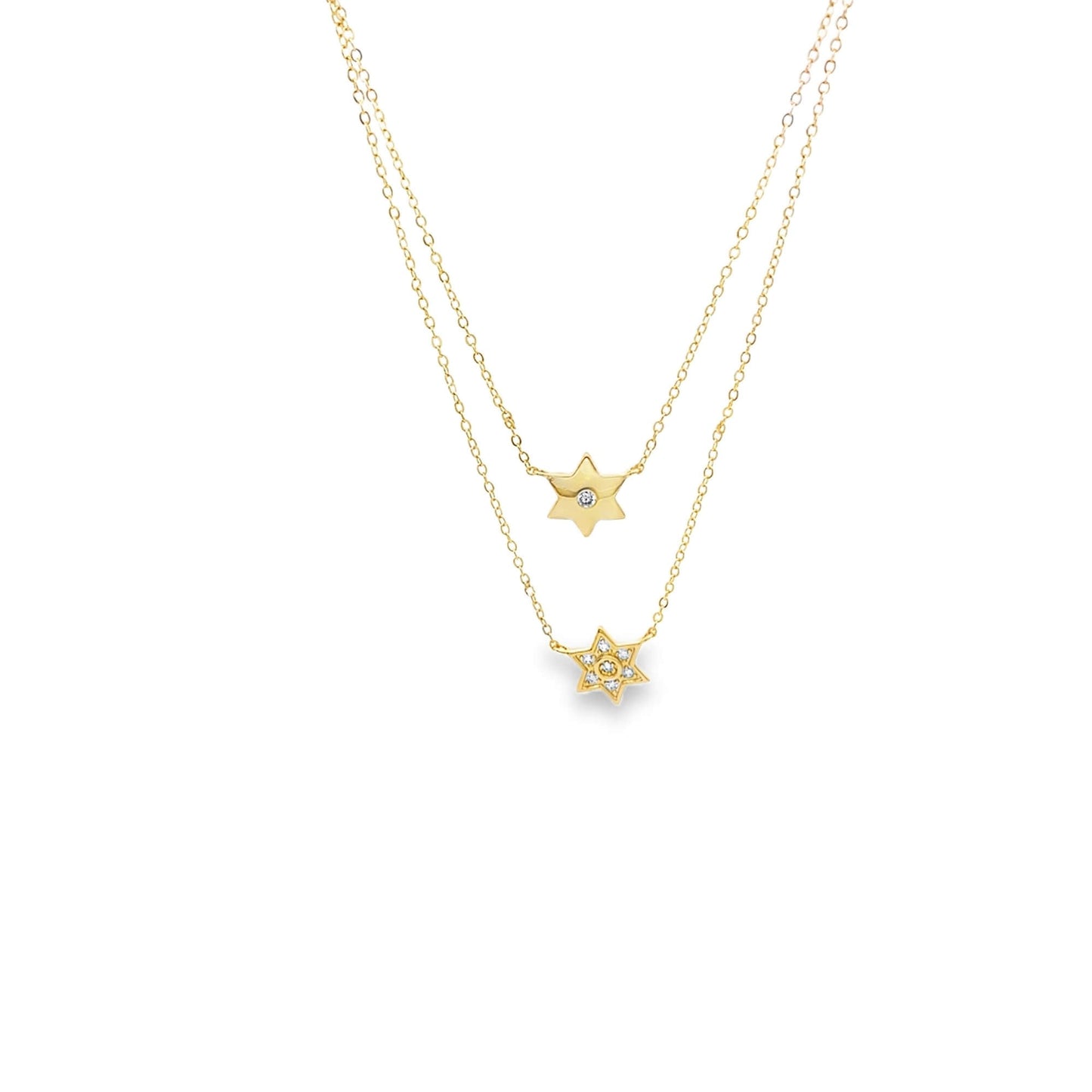 Dual Strand CZ Star Charm Necklace (H62A)