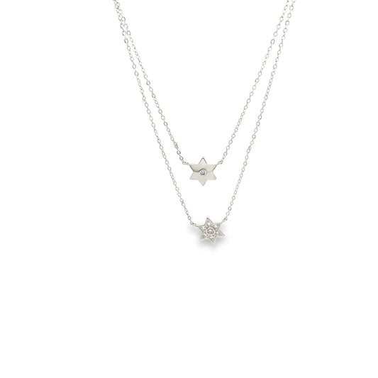 Dual Strand CZ Star Charm Necklace (H62A)