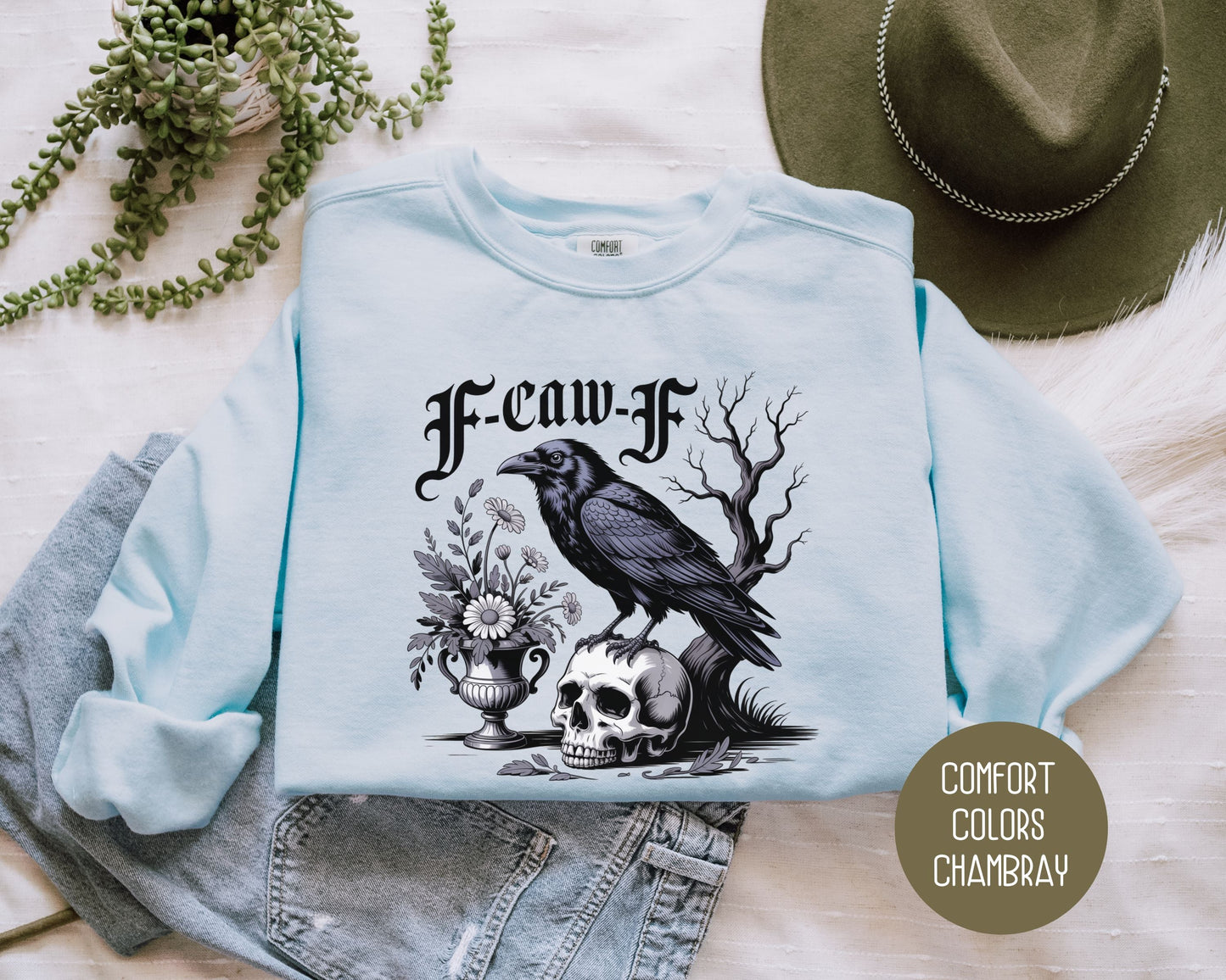 F-Caw-F Black Crow Raven Comfort Colors Sweatshirt