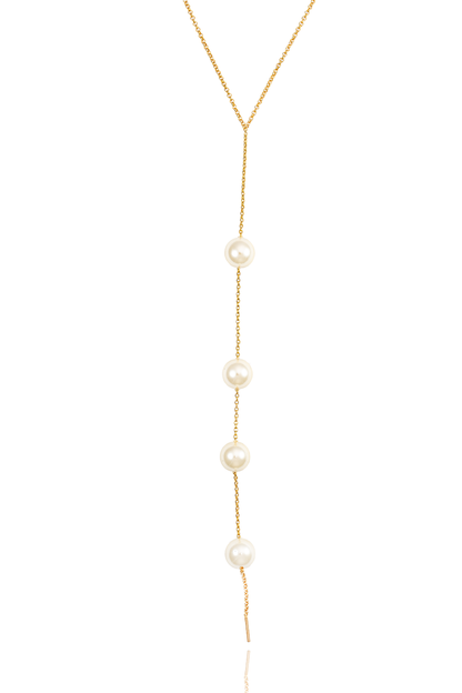White Pearl Beaded Charm Necklace (H69)