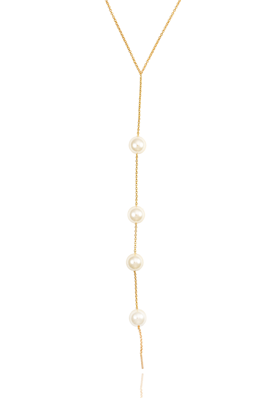 White Pearl Beaded Charm Necklace (H69)