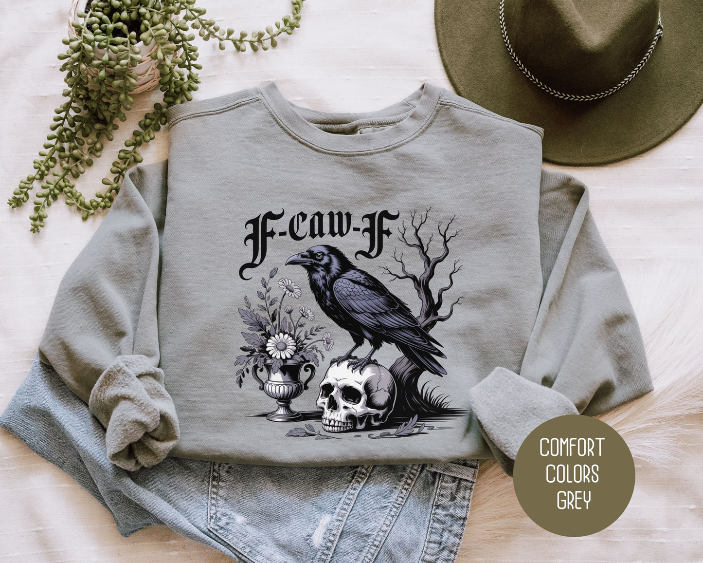 F-Caw-F Black Crow Raven Comfort Colors Sweatshirt
