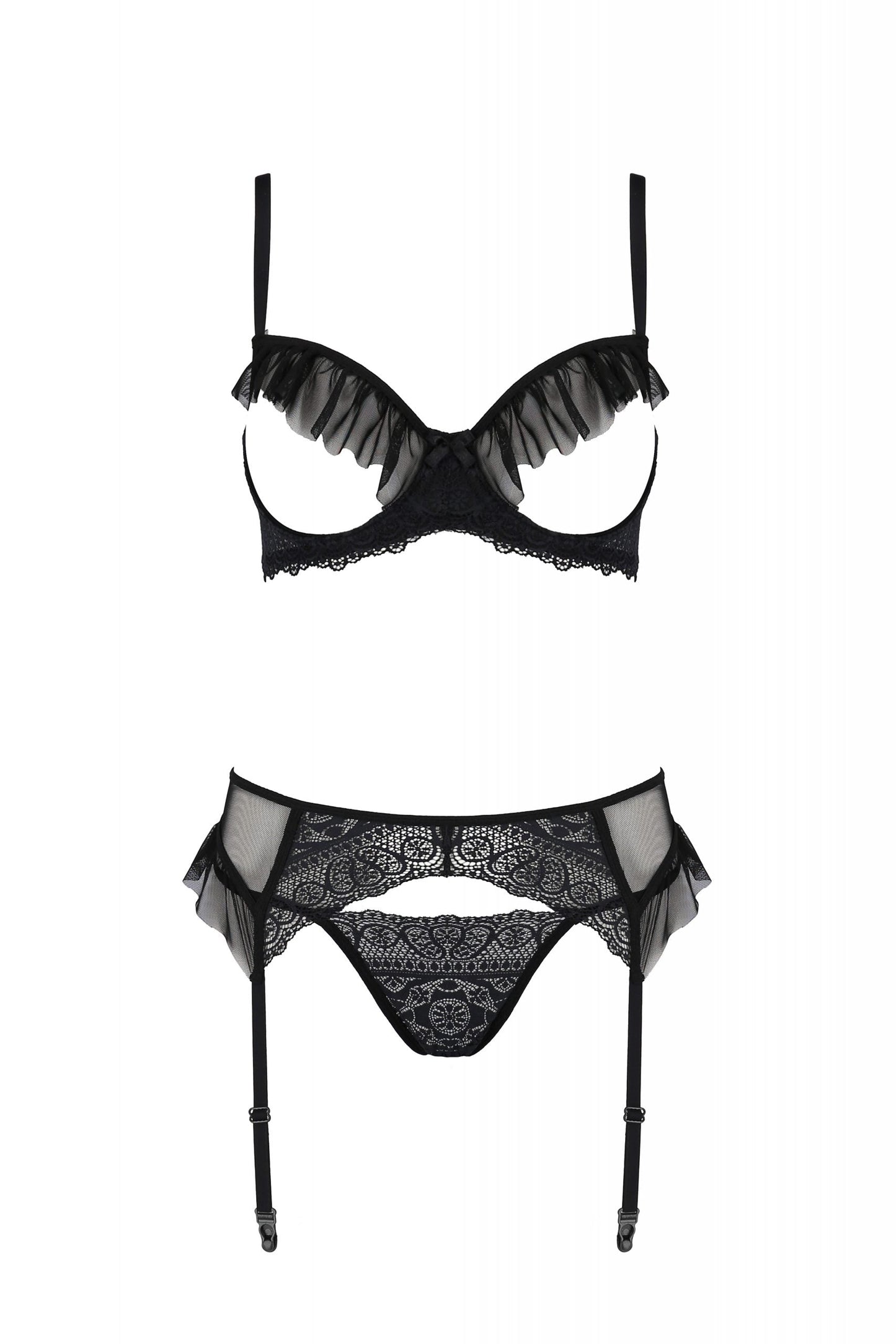 Sexy Open Cup Bra Garter Belt String Set Passion Kerria