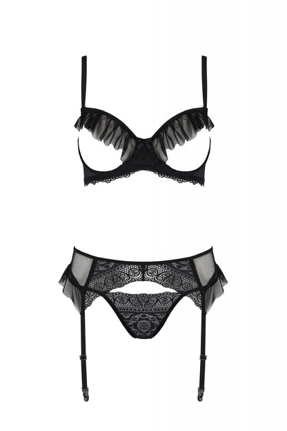 Sexy Open Cup Bra Garter Belt String Set Passion Kerria