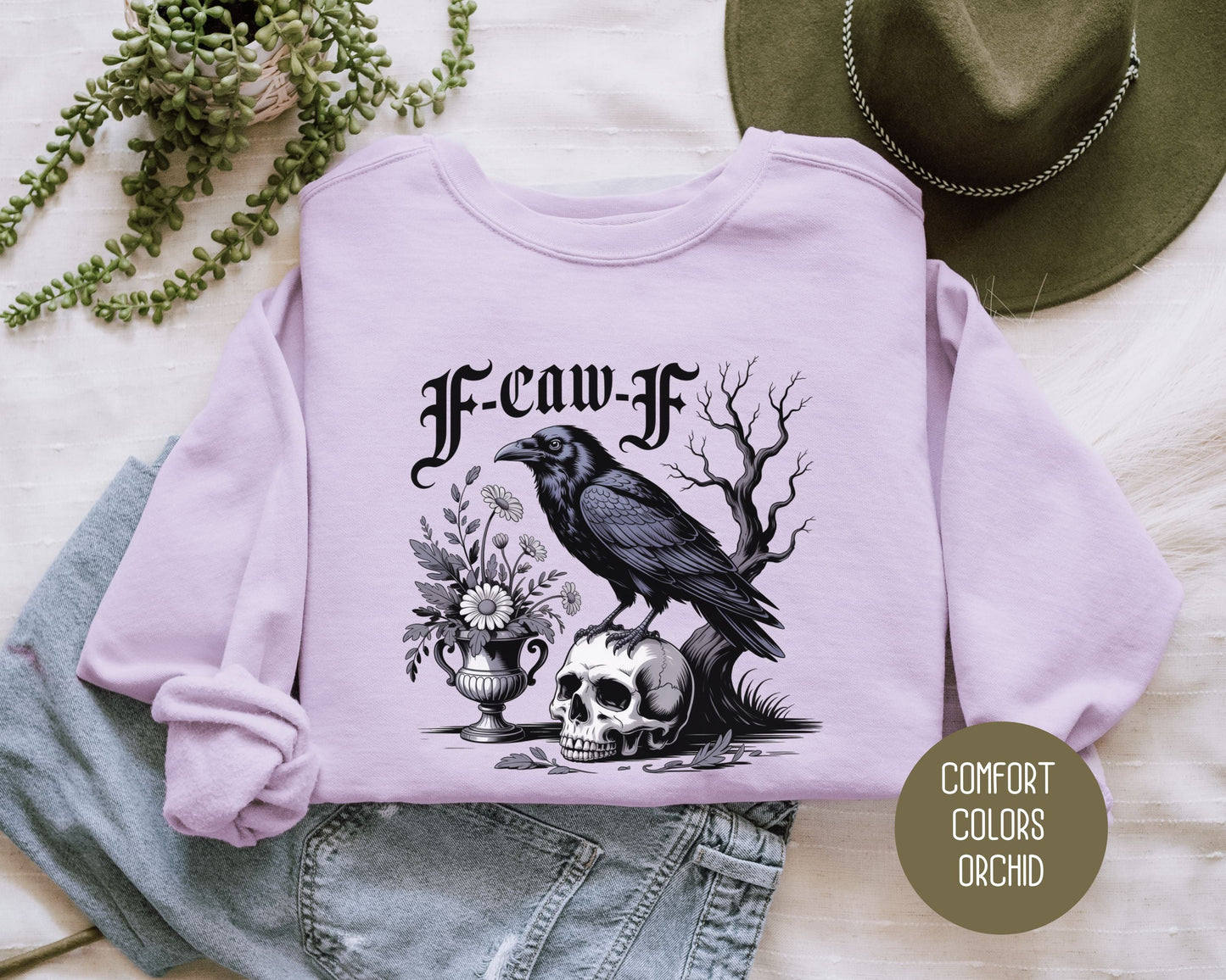 F-Caw-F Black Crow Raven Comfort Colors Sweatshirt