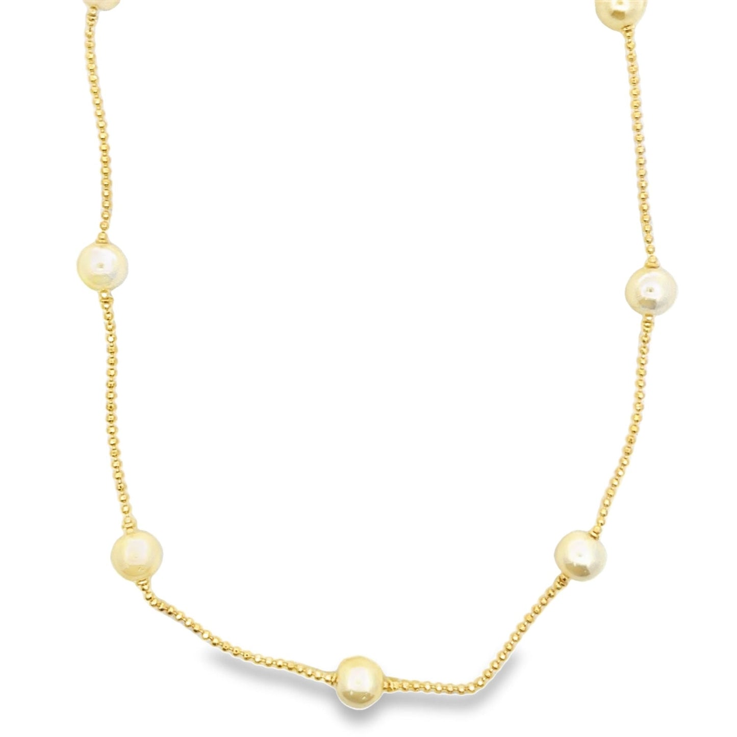 Ball Chain With 8mm Synthetic Pearls Necklace (F250)