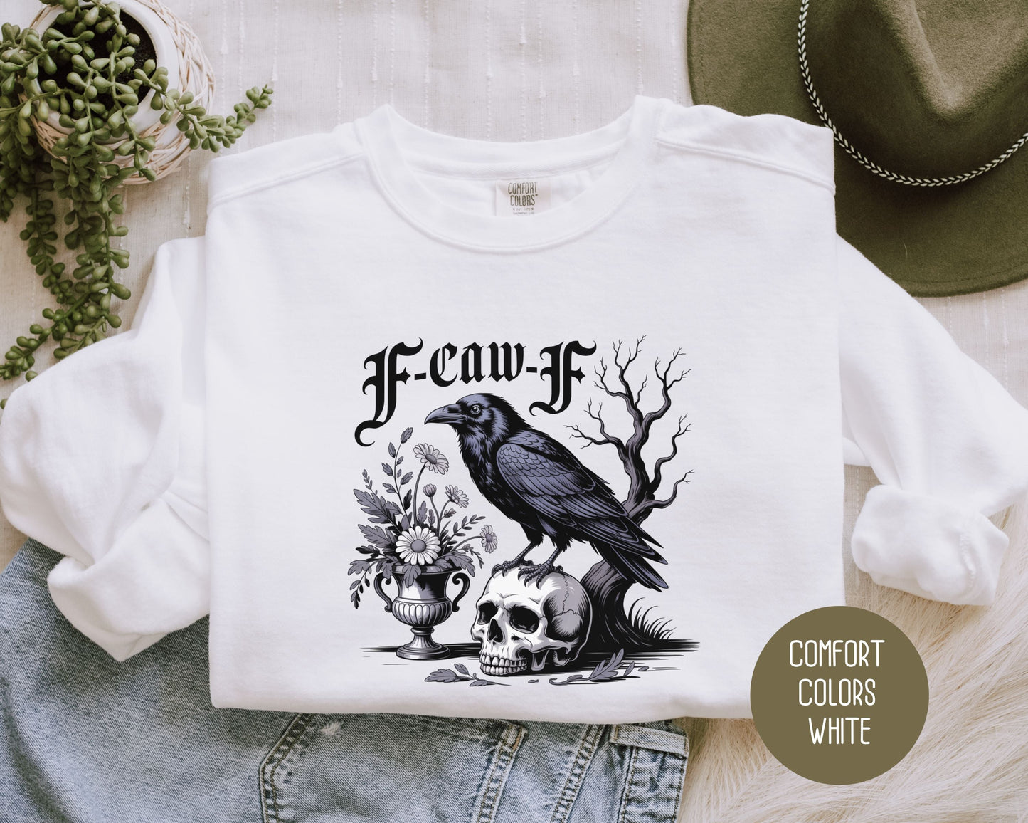 F-Caw-F Black Crow Raven Comfort Colors Sweatshirt