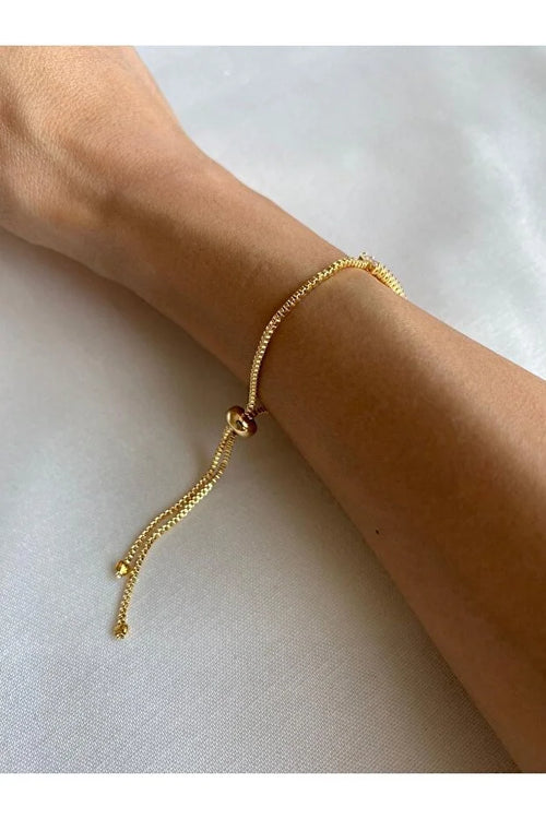 Baguette Zircon Adjustable Bracelet Elegant Minimal Sparkle Jewelry