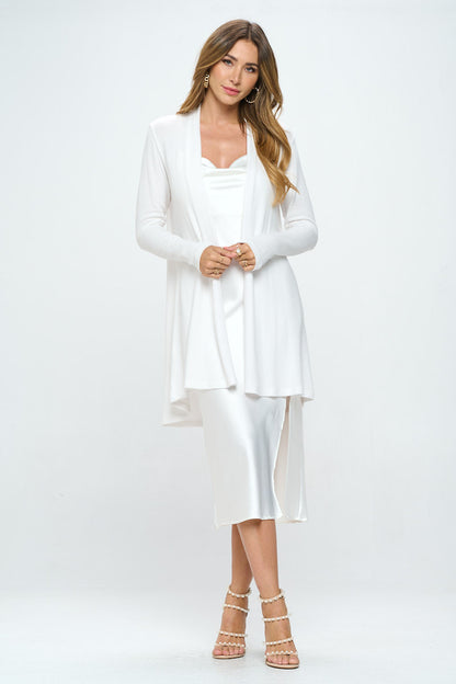 Brushed Knit Drape Front Cardigan with Cashmere Feel